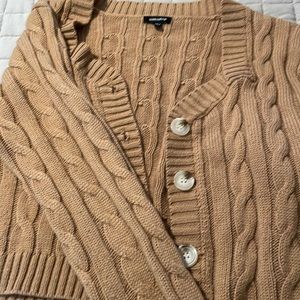 Cable knit button up cardigan, size M